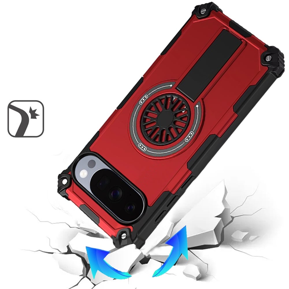Phone Case for Google Pixel 11 Pro XL Invisible Kickstand Magnetic Car Mount Friendly Shockproof Texture Anti Slip Durable Grip Heavy Duty Hybrid Cover