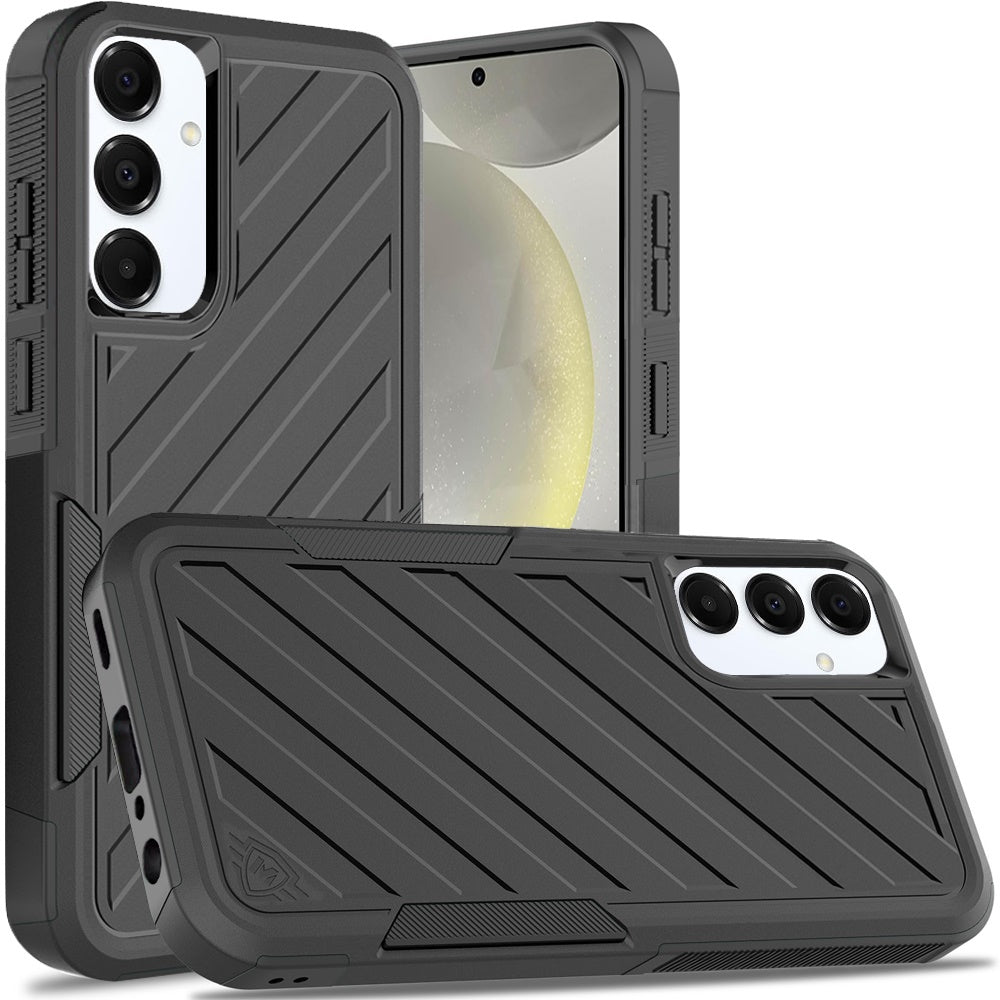 For Apple iPhone 17E /16E Hybrid lined shockproof dual layer Rugged 2in1 Hard PC & Silicone TPU Non Slip Textured Tough Armor Case Cover Black