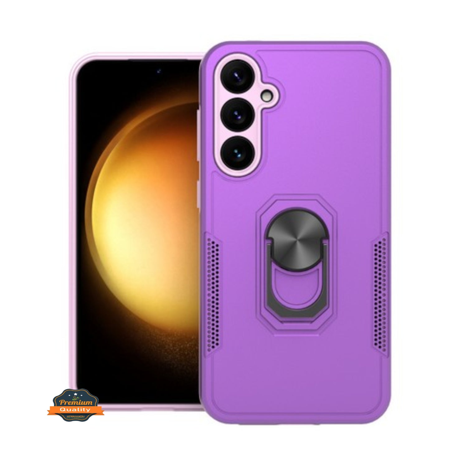 For Samsung Galaxy S24 FE /Fan Edition Military Grade Armor Heavy Shockproof Hybrid with Kickstand Built-in 360°Rotate Ring Stand Case Cover