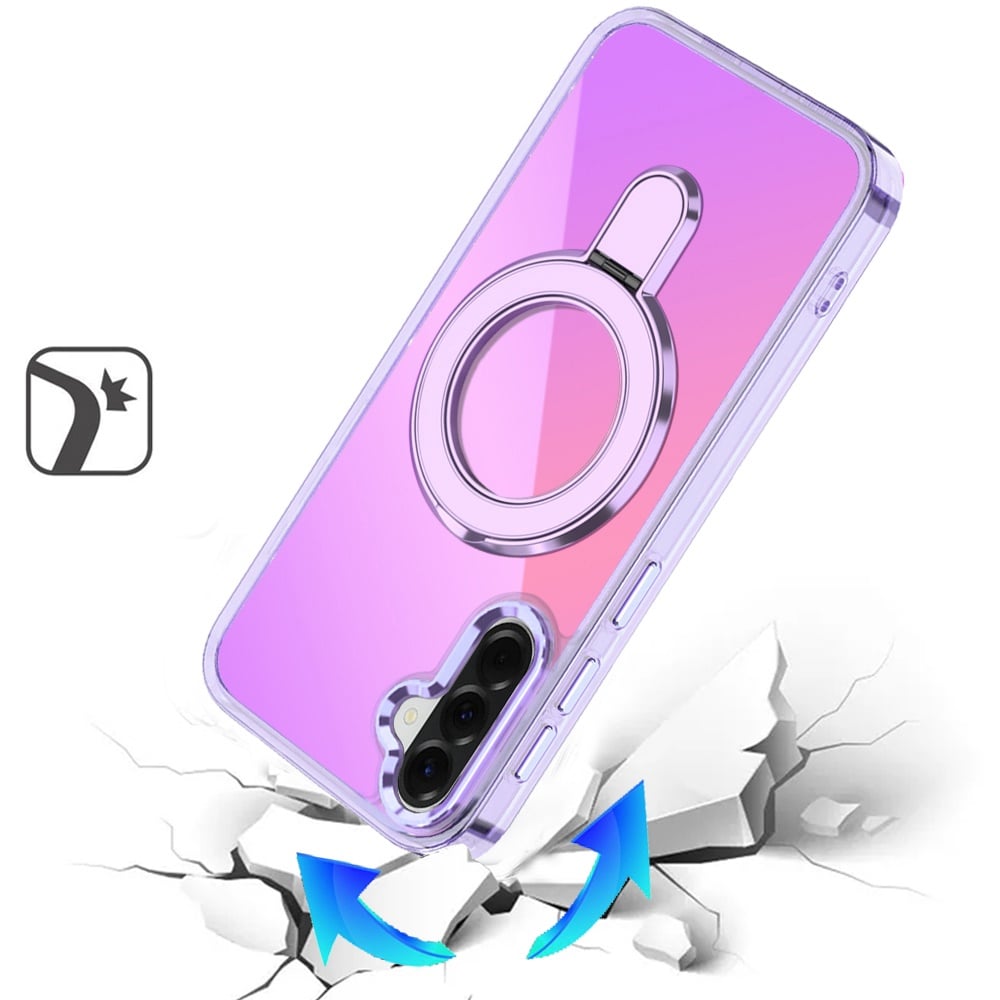 Phone Case for Samsung Galaxy A27 Chrome Magnetic Ring Stand Rotational Shockproof Hybrid Kickstand Metal Finish Rugged Drop Protection Armor Cover