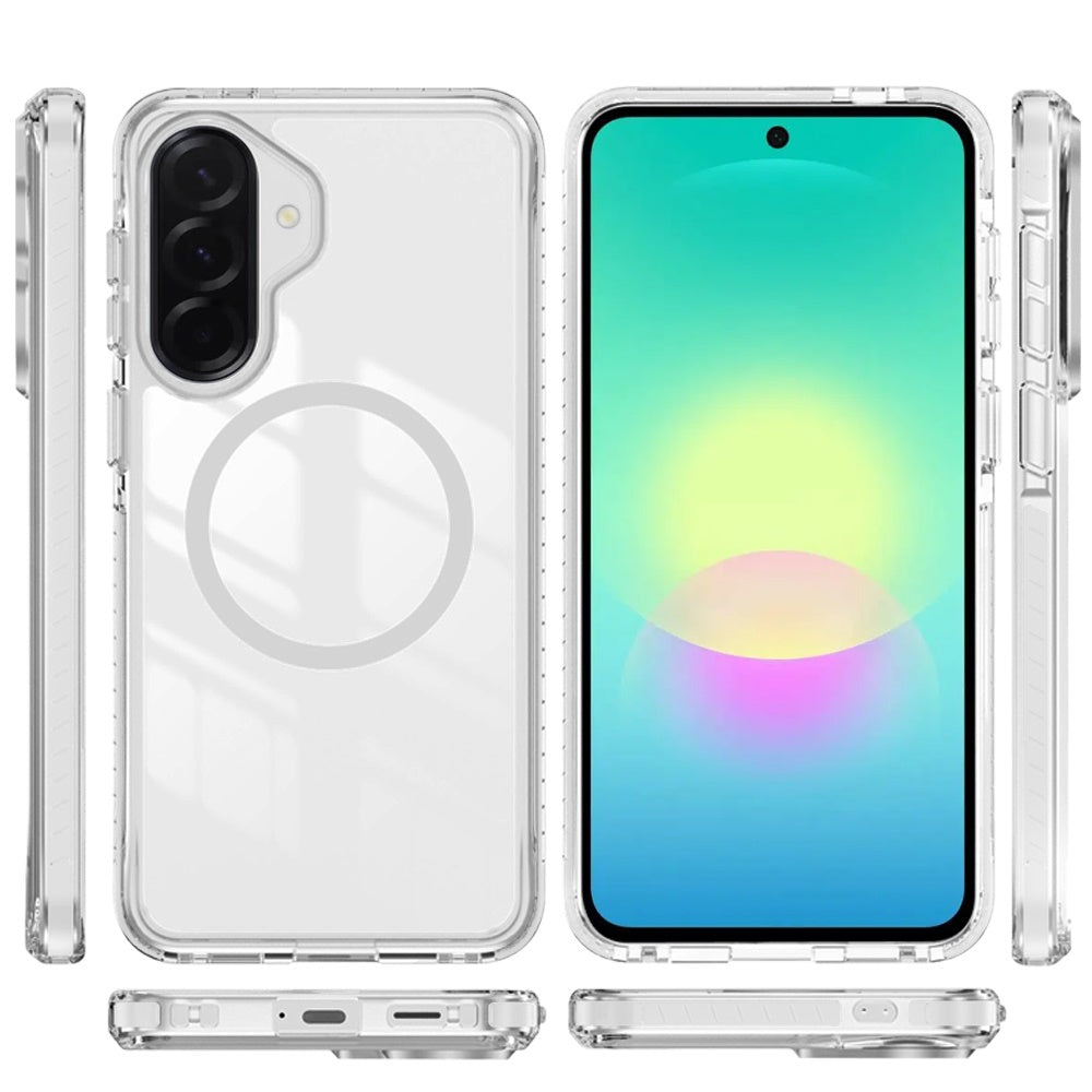 Phone Case for Samsung Galaxy A27 Transparent Magnetic Shockproof Colored Edge Hybrid Case Slim Durable Grip Clear Protective Soft TPU Cover