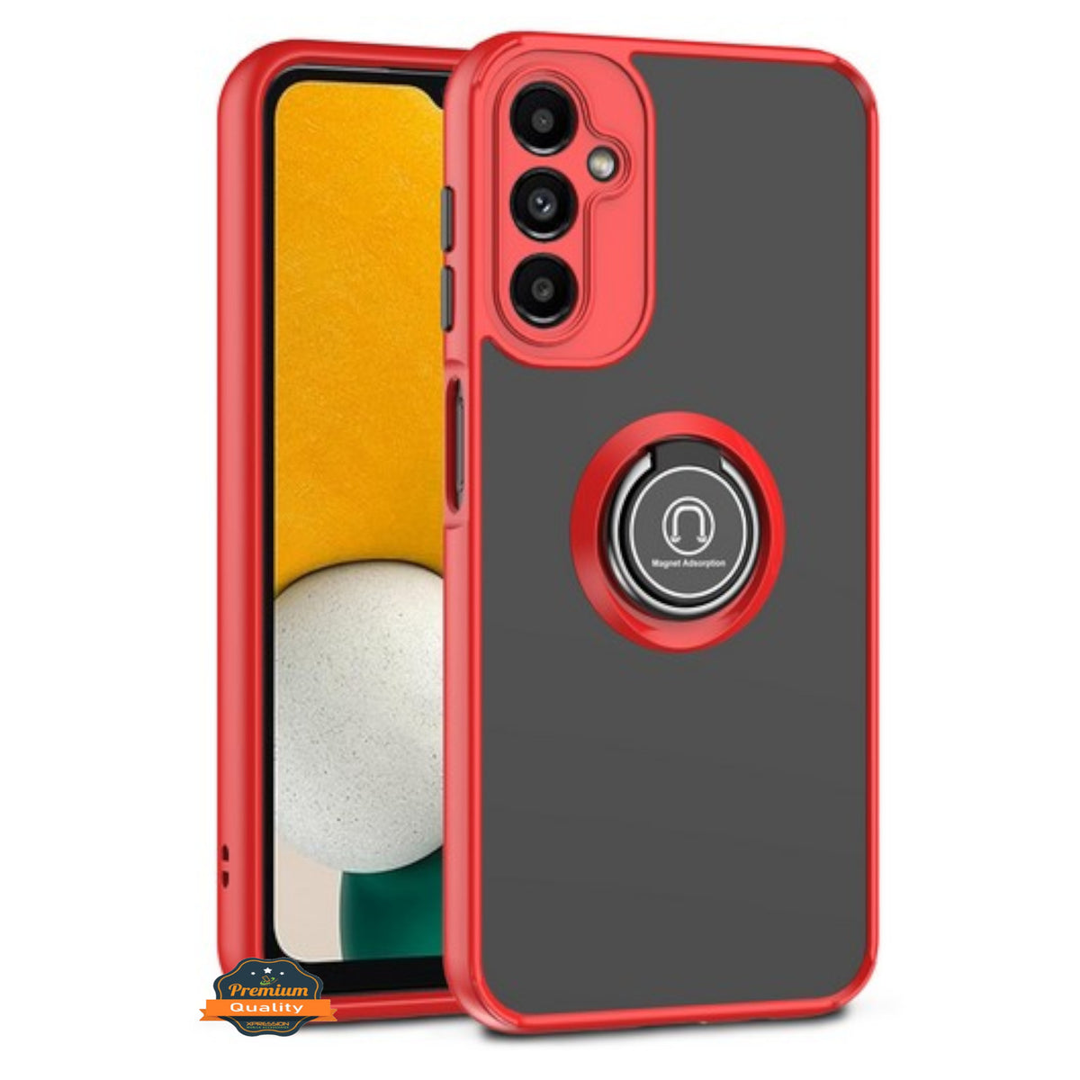 For Samsung Galaxy A36 Translucent Matte Back Hybrid with Rotatable Metal Ring Holder Kickstand Shockproof TPU (Fit Car Mount) Case Cover