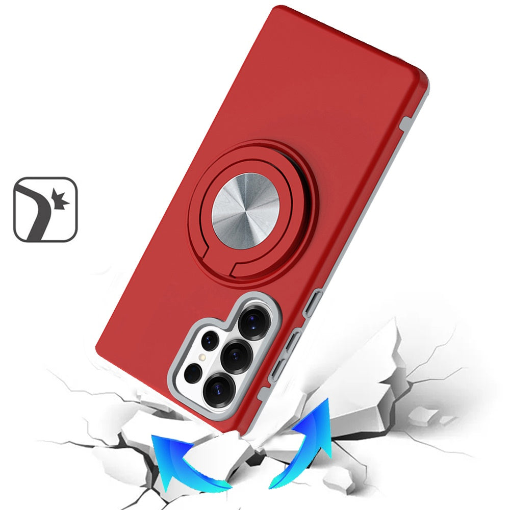 For Samsung Galaxy S26 Ultra Metal Matte Hybrid with Invisible Rotational Ring Stand, Car Mount Friendly, Military Grade Slim Fit Sturdy Case Cover