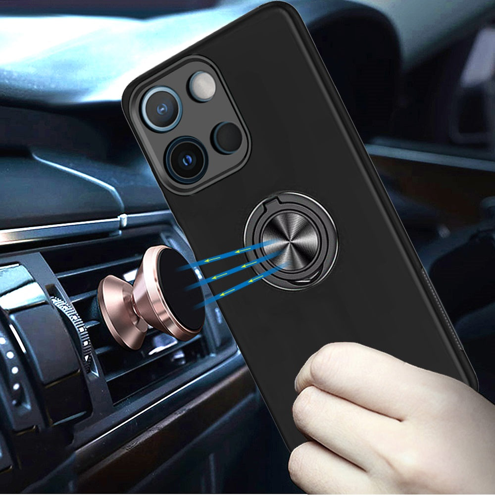 For Motorola Moto G 5G 2026/2025 Hybrid 360 Degree Rotatable Metal Invisible Ring Stand Holder Slim Fit Magnetic Car Mount Shockproof Case Cover Cosmic Orange