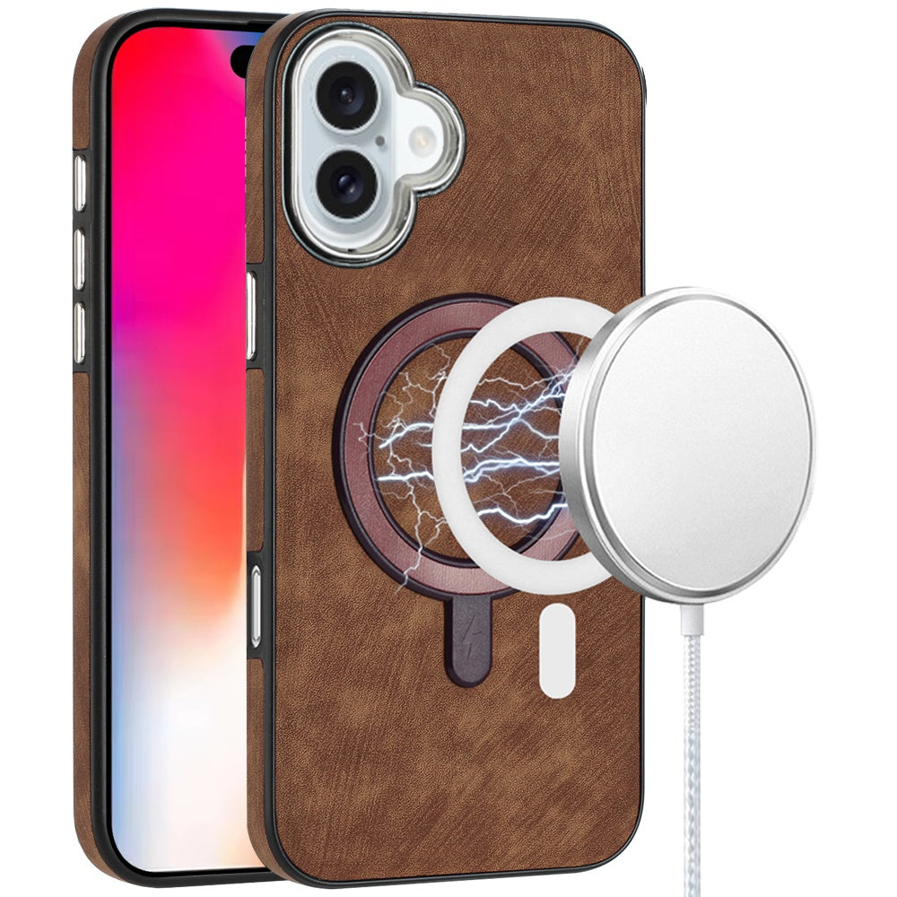 For Samsung Galaxy S25 /S24 Fashion PU Vegan Leather Chrome Edge Hybrid, MagSafe Compatible, Durable TPU Hard PC Case Cover