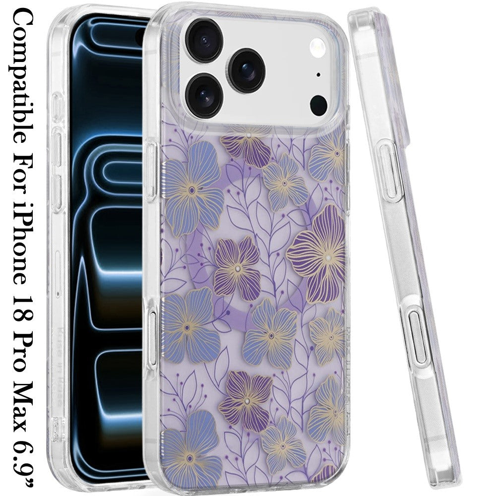 Phone Case for Apple iPhone 18 Pro Max/ iPhone 17 Pro Max Stylish Design Shockproof Magnetic Magsafe Compatible TPU IMD Print Rugged Grip Drop Protection Slim Fashion Cover