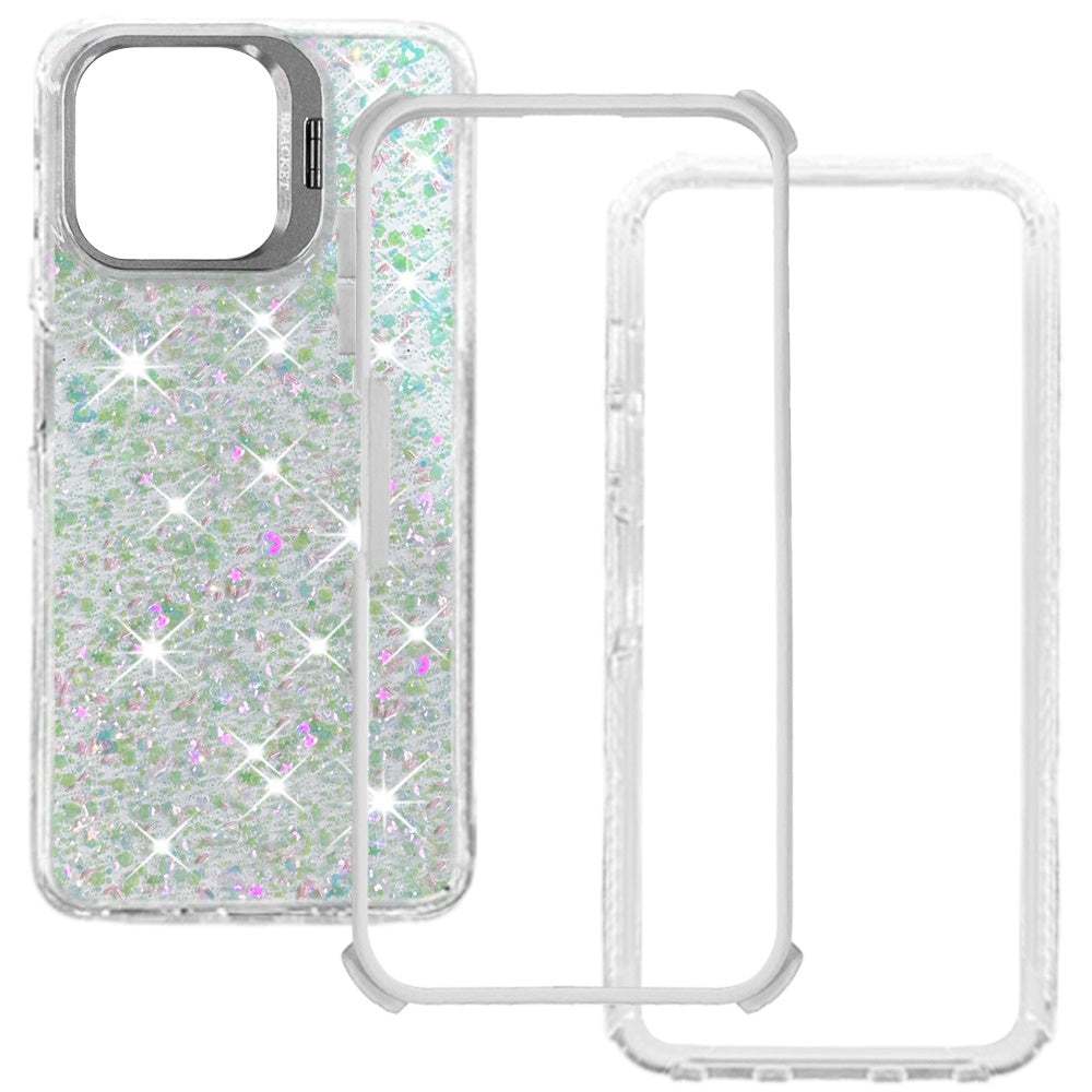 Phone Case for Motorola Moto G 5G 2026/ 2025 Luxury Bling Scattered Glitter Hybrid Dual Layers with Integrated Camera Stand and Sparkle Finish Design Cover