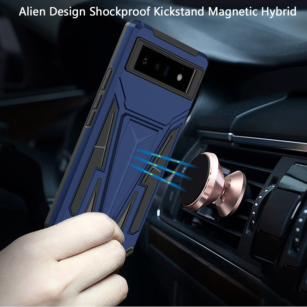 For Apple iPhone 13 Pro Max Heavy Duty Protection Hybrid Built-in Kickstand Rugged Shockproof Military Grade Dual Layer Full Body Case Cover Blue
