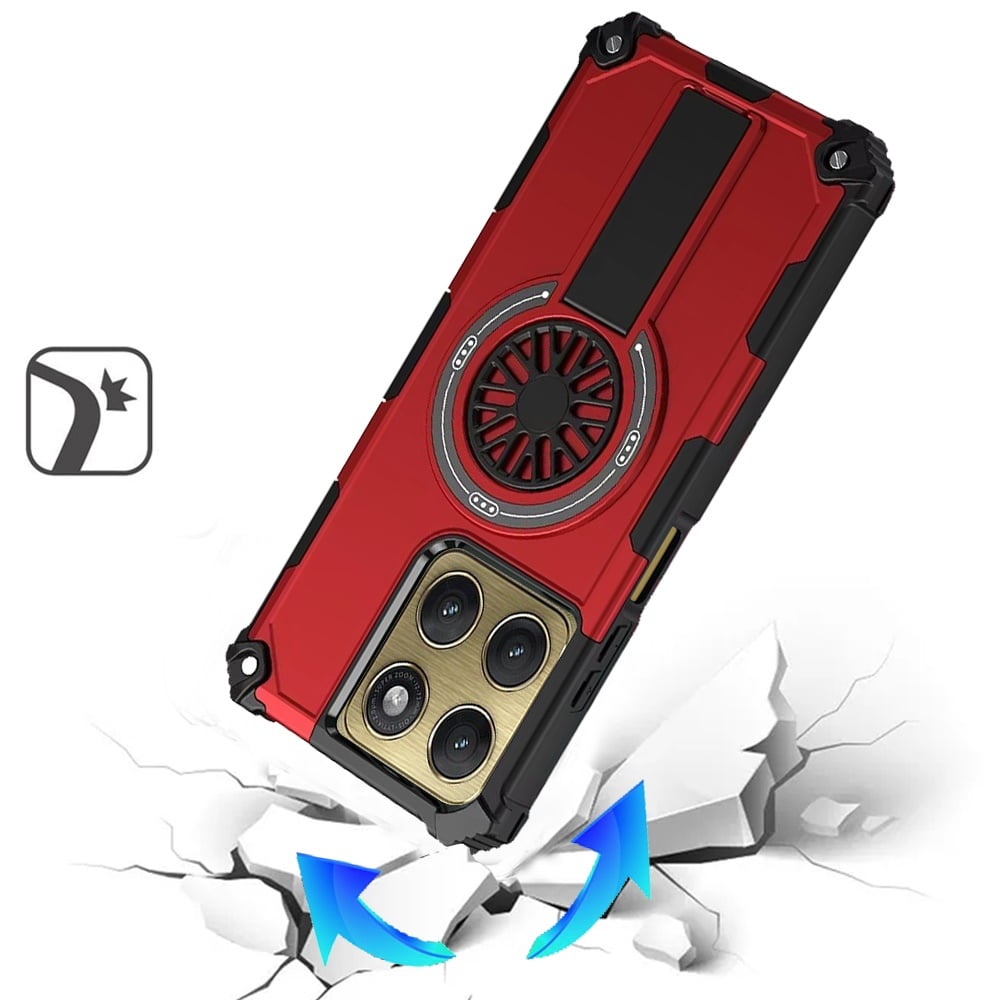 Phone Case for Motorola Edge 2026 Invisible Kickstand Magnetic Car Mount Friendly Shockproof Texture Anti Slip Durable Grip Heavy Duty Hybrid Cover