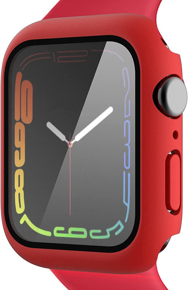 For Apple Watch Size 45mm Slim Hard PC Bumper, Clear Touch Full Coverage with Built in Tempered Glass Screen Protector Case Cover