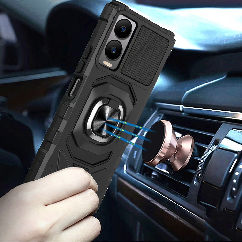 For Samsung Galaxy A16 5G Hybrid Dual Layer with 360° Rotate Magnetic Ring Stand Holder Kickstand TPU Rugged PC Shockproof Case Cover Silver