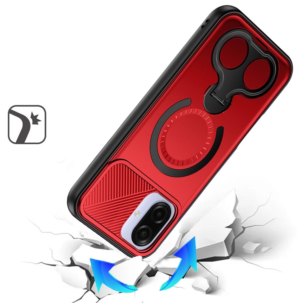 Phone Case Cover for Samsung Galaxy A07 4G Hybrid with Invisible 2 Hole Ring Stand Magnetic back Car Mount Friendly Protector Cover
