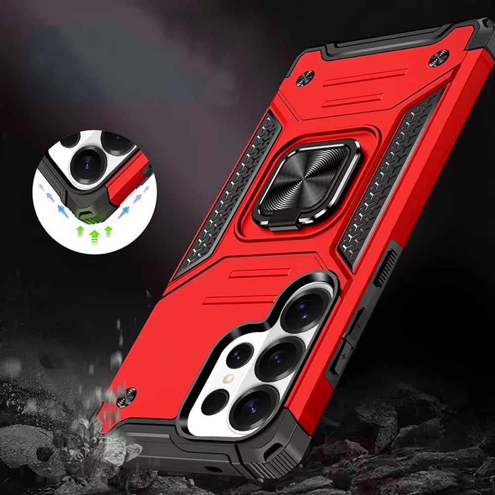 For Samsung Galaxy S26 Ultra Armor Hybrid Magnetic Stand with Ring Holder Kickstand Shockproof Heavy-Duty Durable Rugged TPU Dual Layer Case Cover