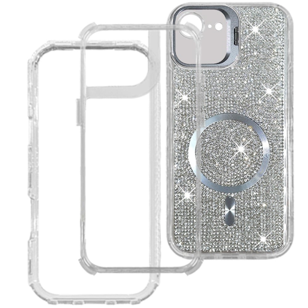 Phone Case for Apple iPhone 17E / iPhone 16E Luxury Glitter Magnetic Hybrid with Camera Stand Dual Layer Shockproof Sparkle Dot Pattern Clear Edges Cover