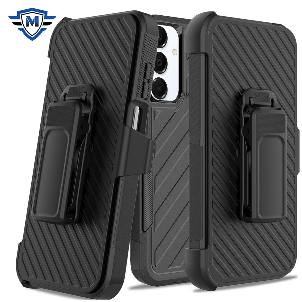 For Motorola Moto G Power 5G 2025 Premium Tough Hybrid Case with Belt Clip Holster, Shockproof Rugged Design, Textured 2in1 Non-Slip Case Cover Black