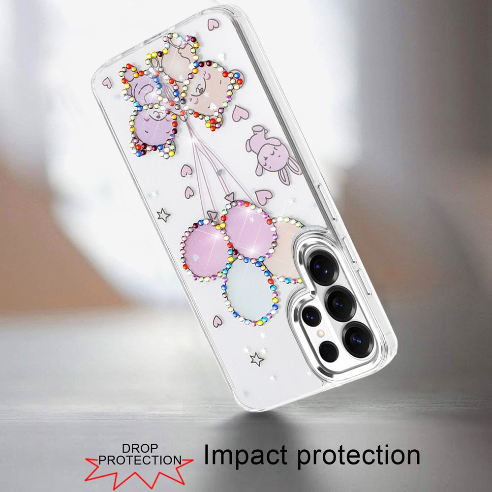 For Samsung Galaxy S26 Ultra Butterfly Resin Epoxy Diamond Design Metal Edged Hybrid Shockproof Heavy Duty Drop Protection Case Cover