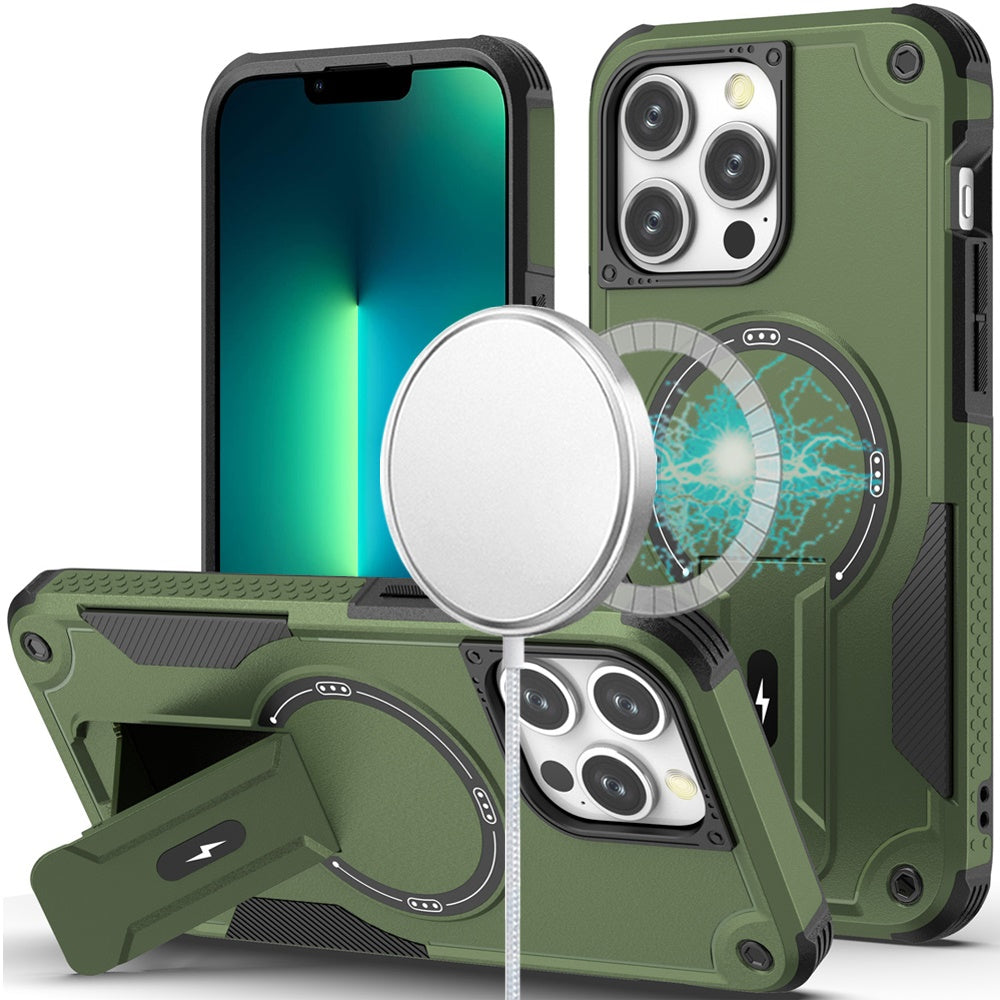 For Apple iPhone 14 Pro Max Case with Invisible Kickstand Compatible with MagSafe, Military-Grade Protection Shockproof Heavy Duty Case Cover