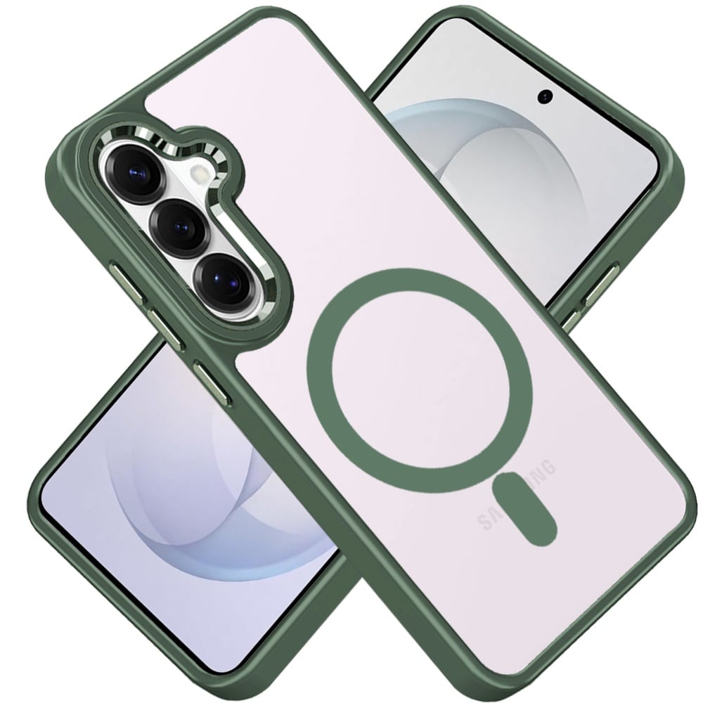 Phone Case for Samsung Galaxy S26 FE /Fan Edition Clear Acrylic Magnetic Circle Shockproof Hybrid Metal Button TPU Drop Protection Rugged Slim Durable Armor Cover