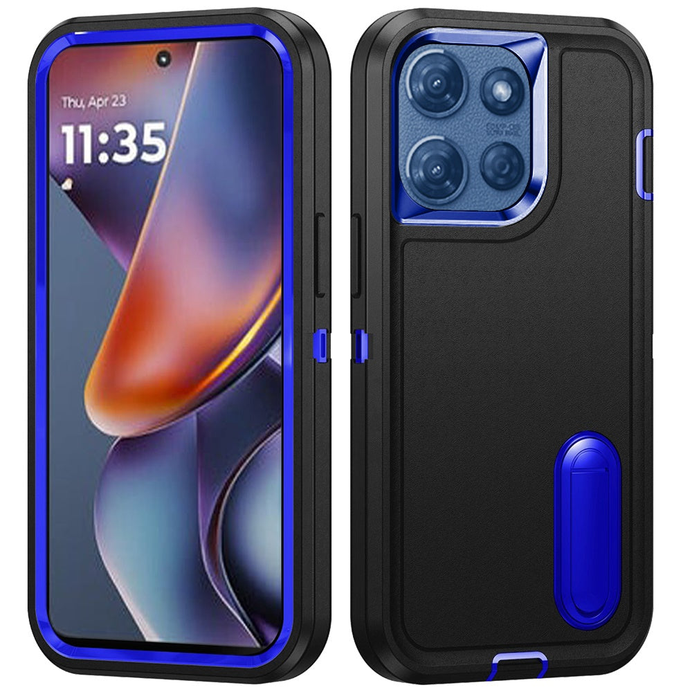 For Motorola Moto G 5G /Moto G 2025 Hybrid 3 Layers Hard 3in1 Shockproof with Kickstand Heavy Duty Hard TPU Rubber Anti-Drop Case Cover