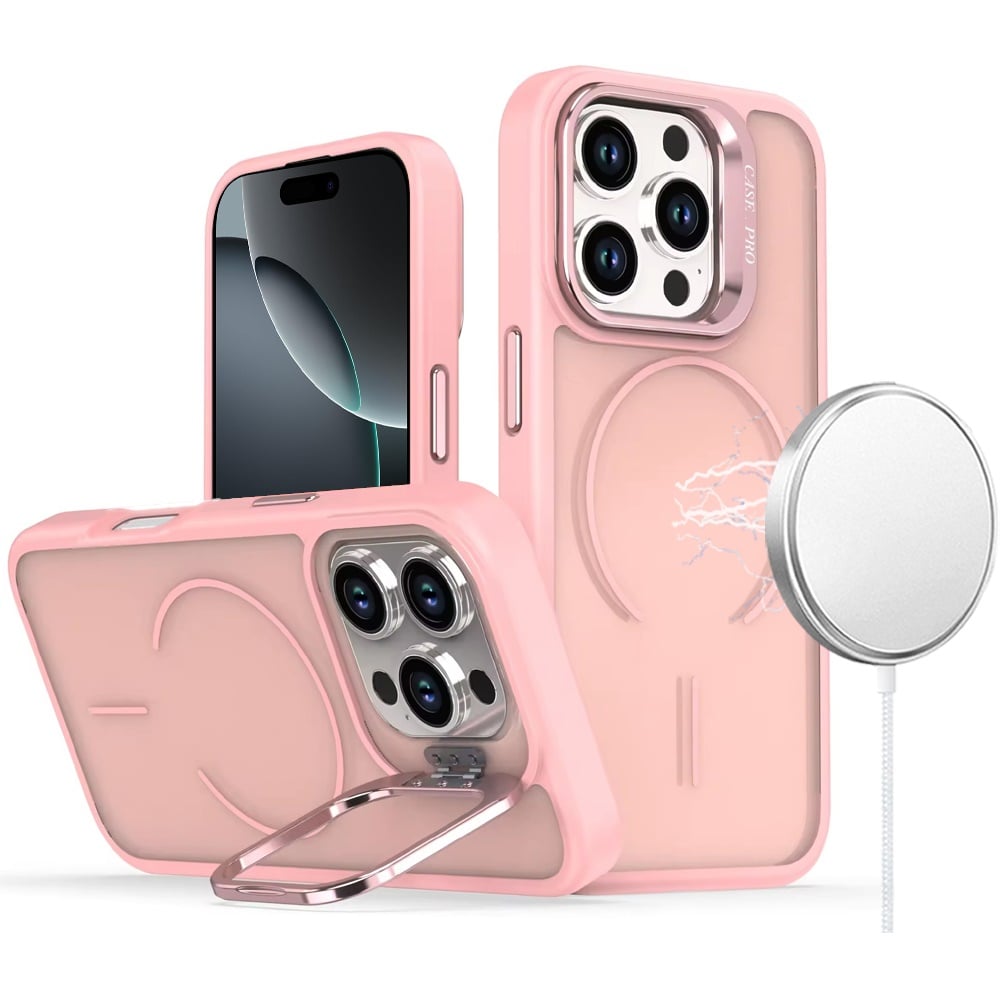 Phone Case for iPhone 16 Pro Max (6.9") Magnetic Shockproof Hybrid Camera Stand Guard Anti Slip Durable Protective Matte Design Cover