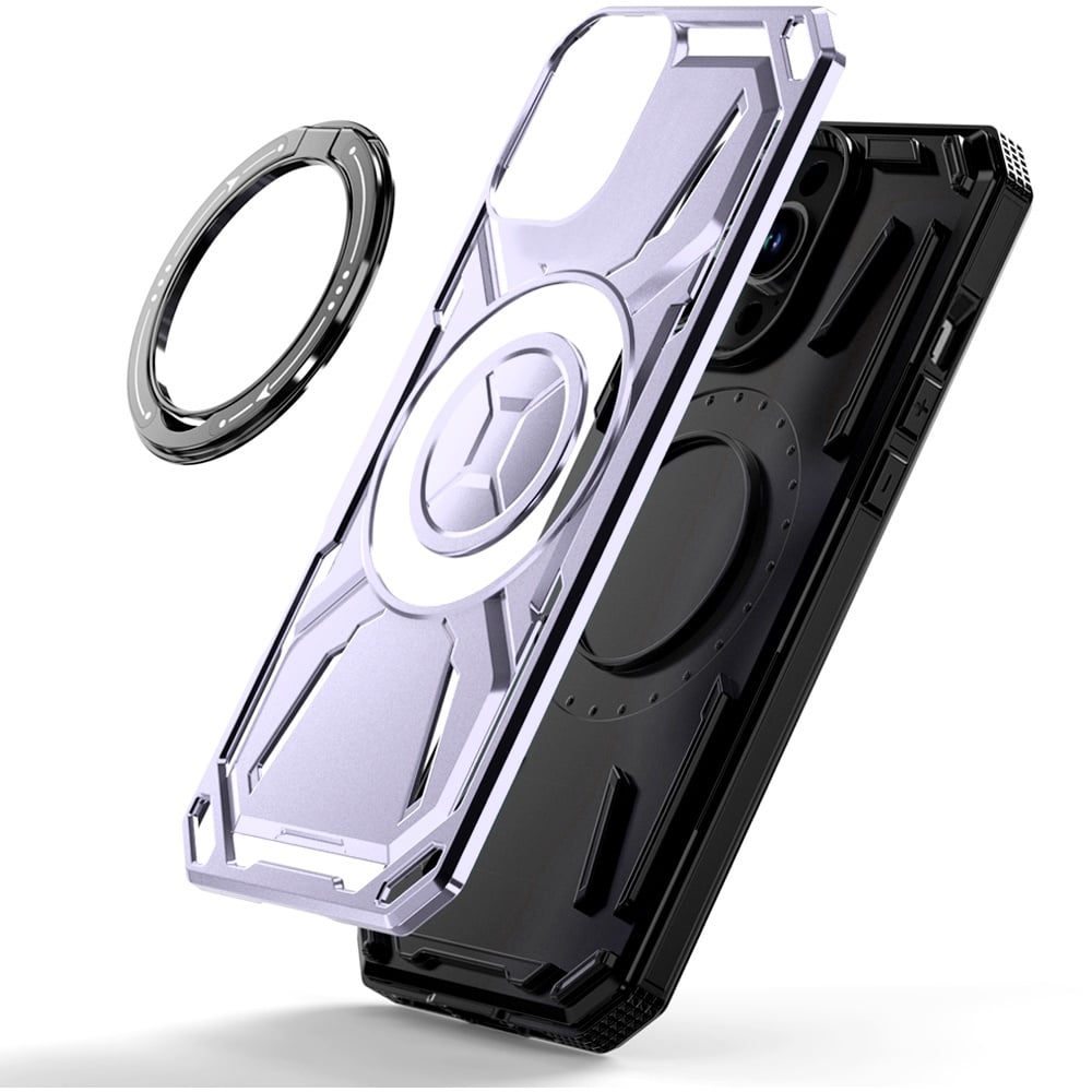 For iPhone 12 / iPhone 12 Pro (6.1") Hybrid Magnetic Ring and 360° Rotational Kickstand with MagSafe Compatible, Military Grade Drop Protection Case Cover Light Purple