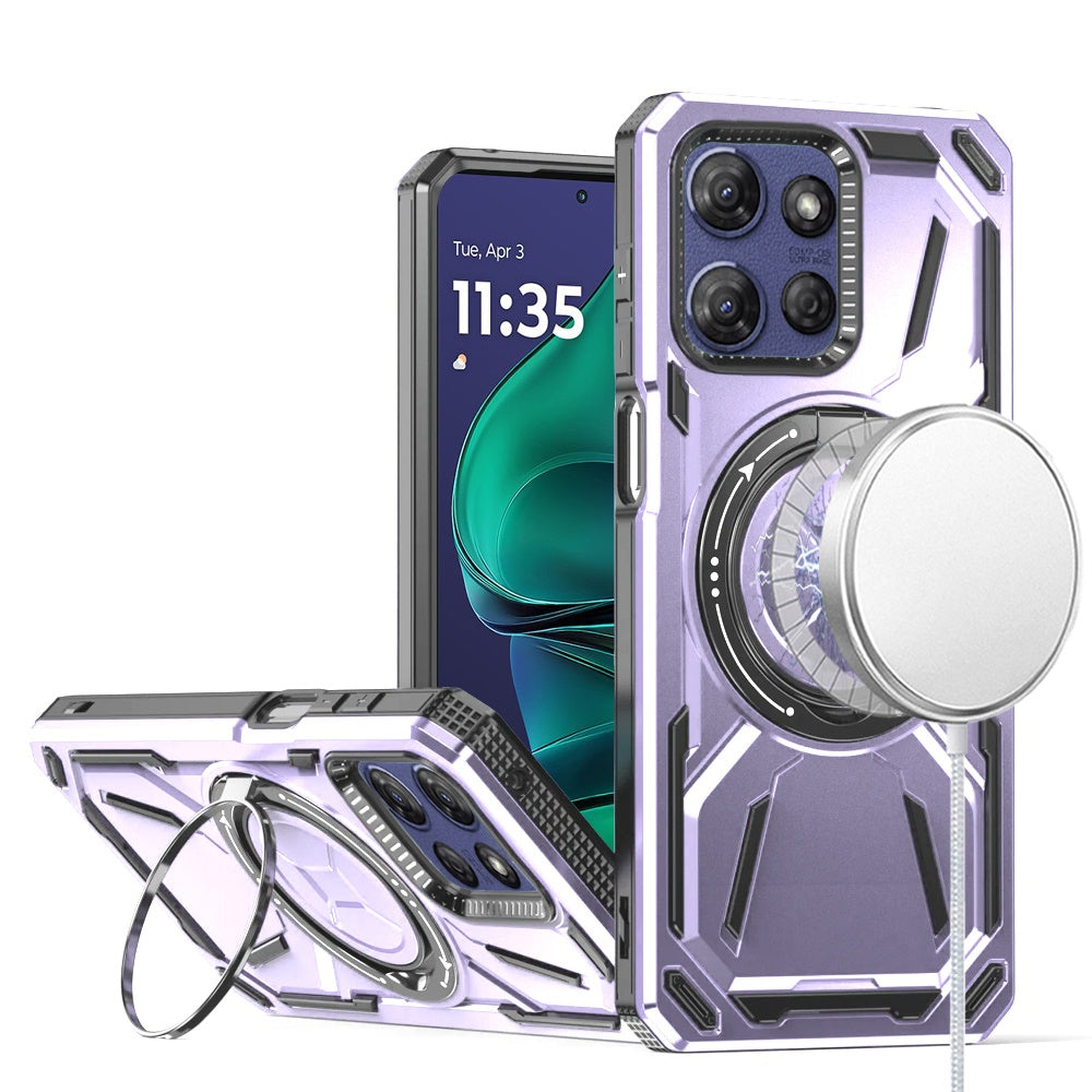 For Motorola Moto G Stylus 5G 2025 Hybrid Magnetic Ring and 360° Rotational Kickstand with MagSafe Compatible, Military Grade Drop Protection Case Cover