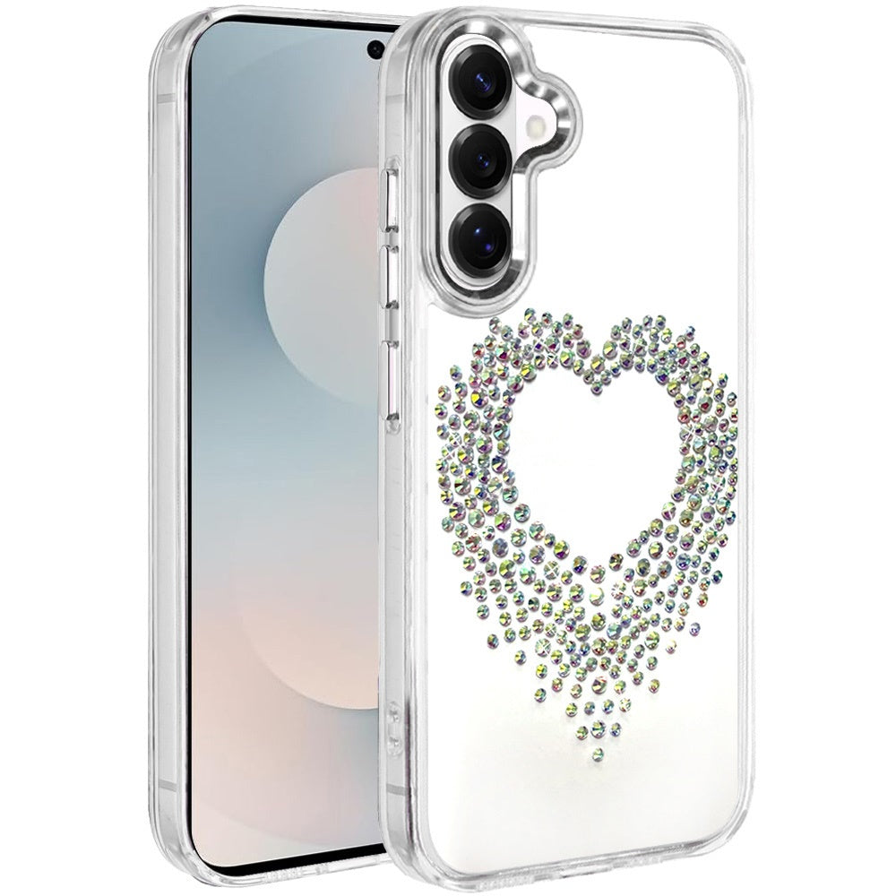 For Samsung Galaxy S26+ / S26 Plus Angel Hearts Bling Glitter Diamond Hybrid TPU Cover, Colorful Frame Shockproof Protective Back Case Cover