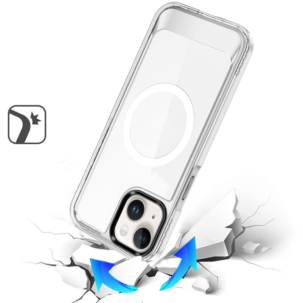 For Apple iPhone 16 Plus (6.7") Transparent HQ Hybrid Slim, Shockproof, Compatible with MagSafe wireless charging & Military-Grade Case Cover
