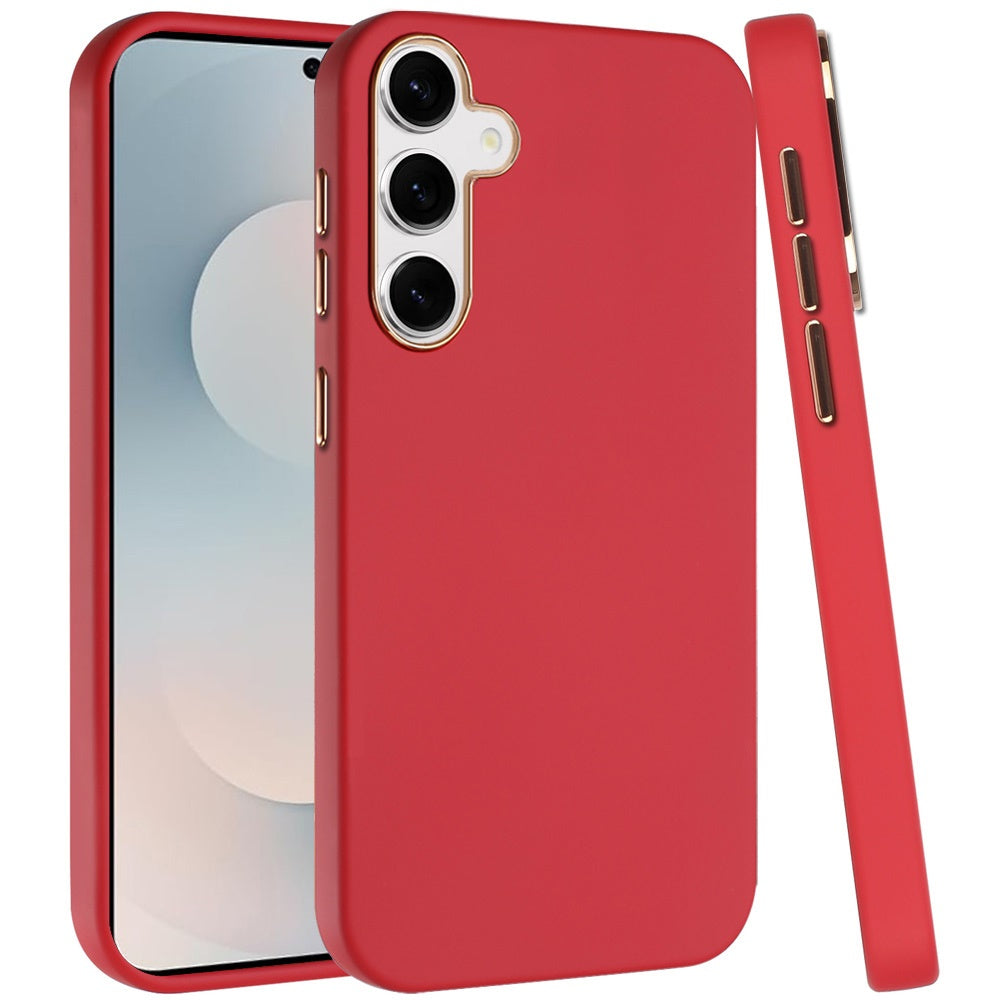 For Samsung Galaxy S26+ / S26 Plus Slim Classic Hybrid Around Rubber Gummy Gel Slick Hard PC Silicone TPU Chromed Button Case Cover