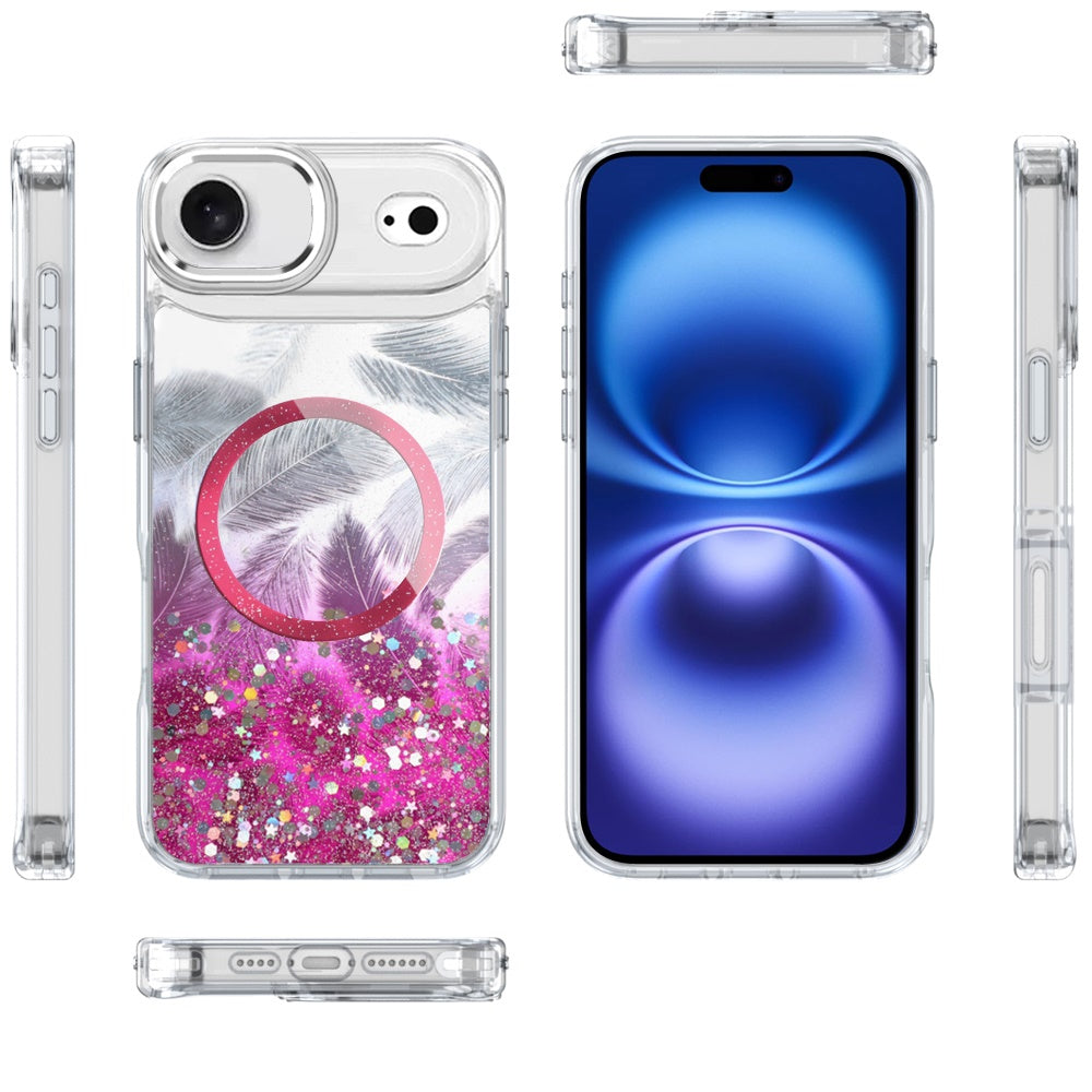 For Apple iPhone 17 AIR Epoxy Glitter Shimmer Fashion Case with Magnetic Magsafe Compatible Hybrid Sparkling Slim Protective Case Cover