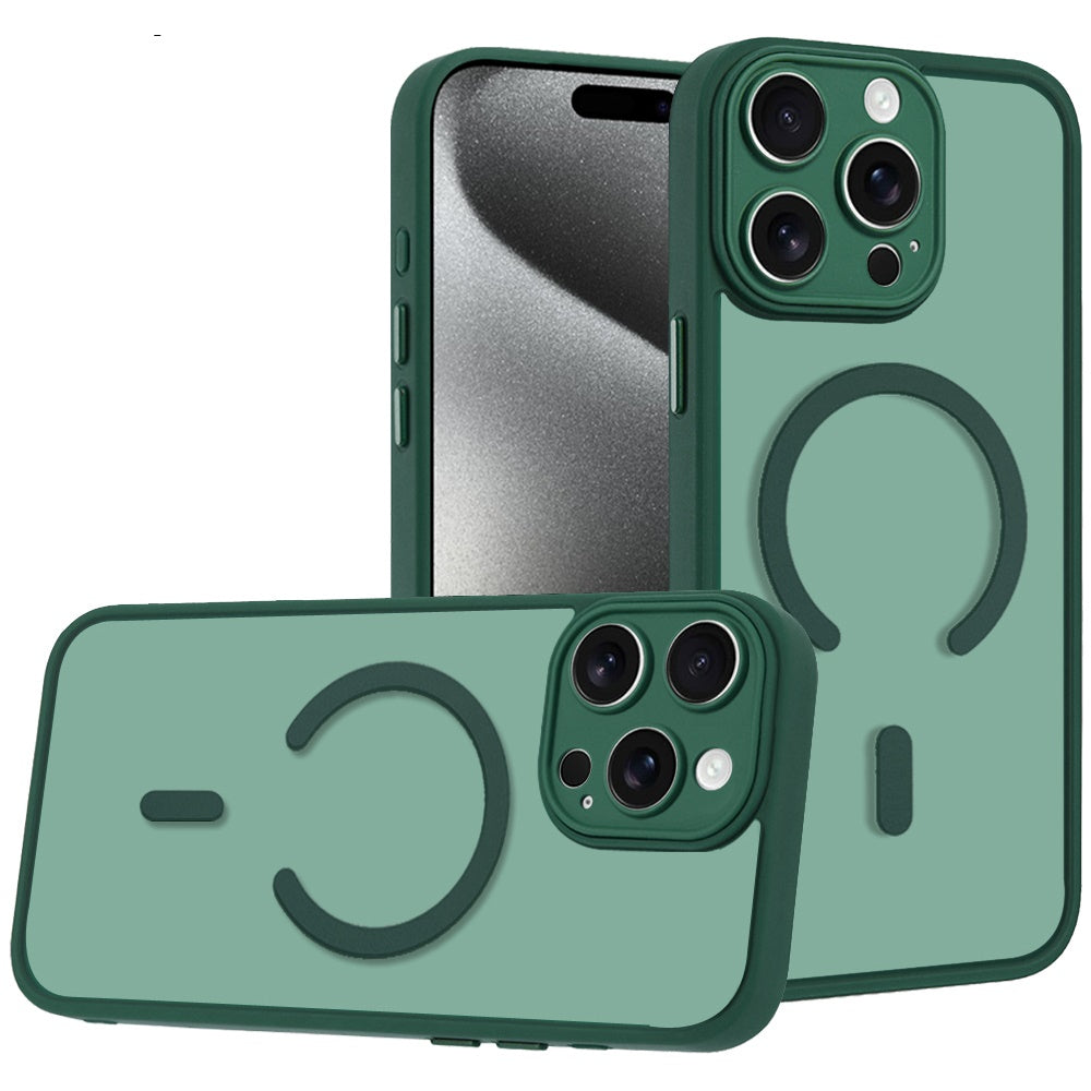 Phone Case for iPhone 15 Pro Max Matte Frosted Magnetic Hybrid Hard PC Soft TPU Camera Protection Slim Shock Absorbing Anti Fingerprint Cover
