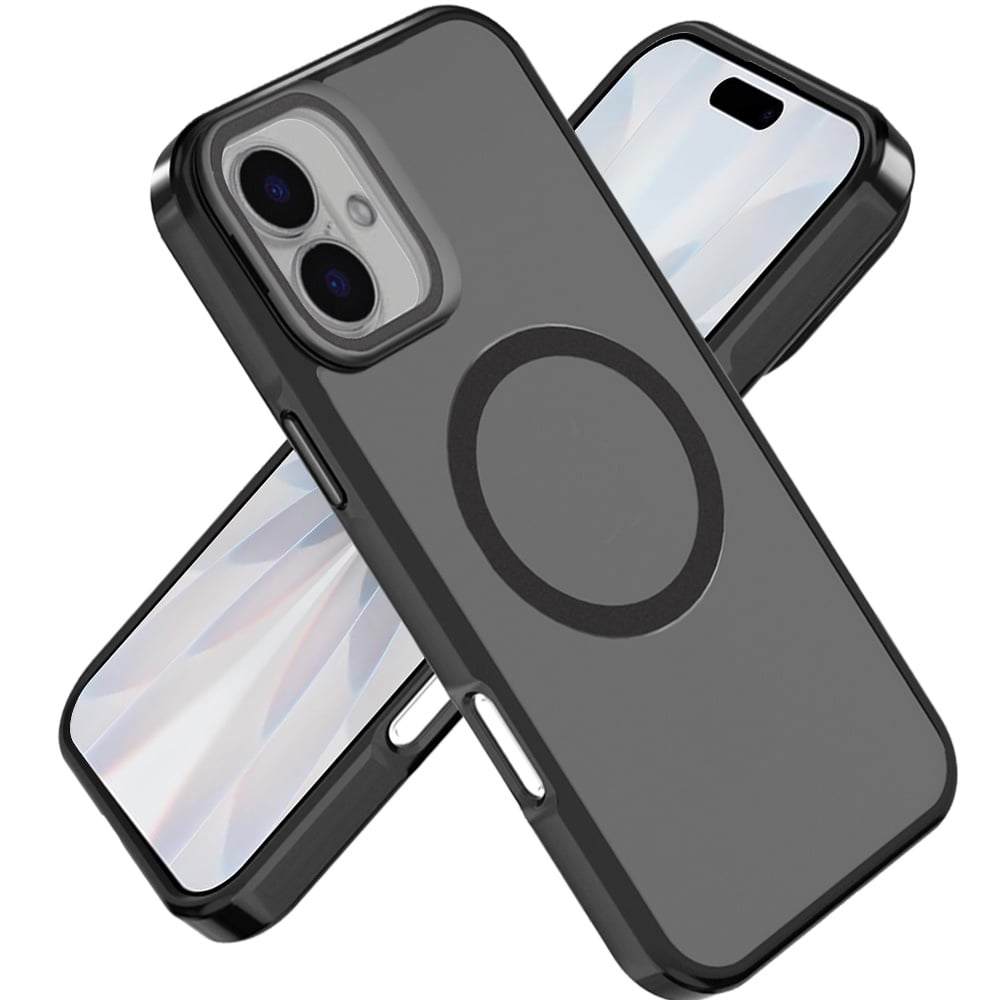 For Apple iPhone 17 (6.3") Tough HQ Hybrid Case with Aluminum Frame Camera Stand, Compatible with MagSafe, Translucent Matte Shockproof Case Cover Cosmic Orange