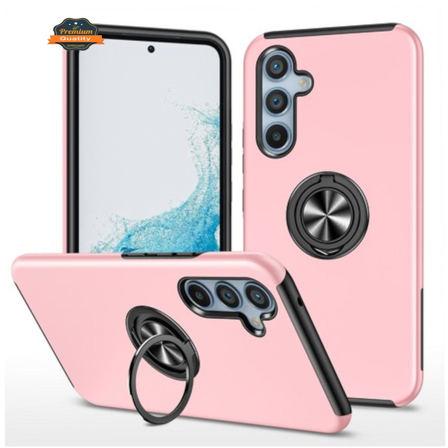 For Samsung Galaxy S25 EDGE Military Grade Hybrid Case with Flat Metal Ring 360° Rotation Kickstand, Slim Fit Back Hard PC Case Cover