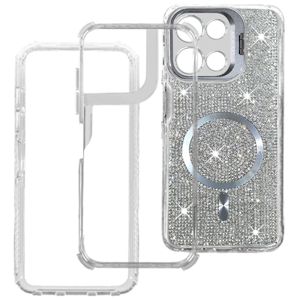Phone Case for Motorola Moto G 5G 2026/ 2025 Luxury Glitter Magnetic Hybrid with Camera Stand Dual Layer Shockproof Sparkle Dot Pattern Clear Edges Cover