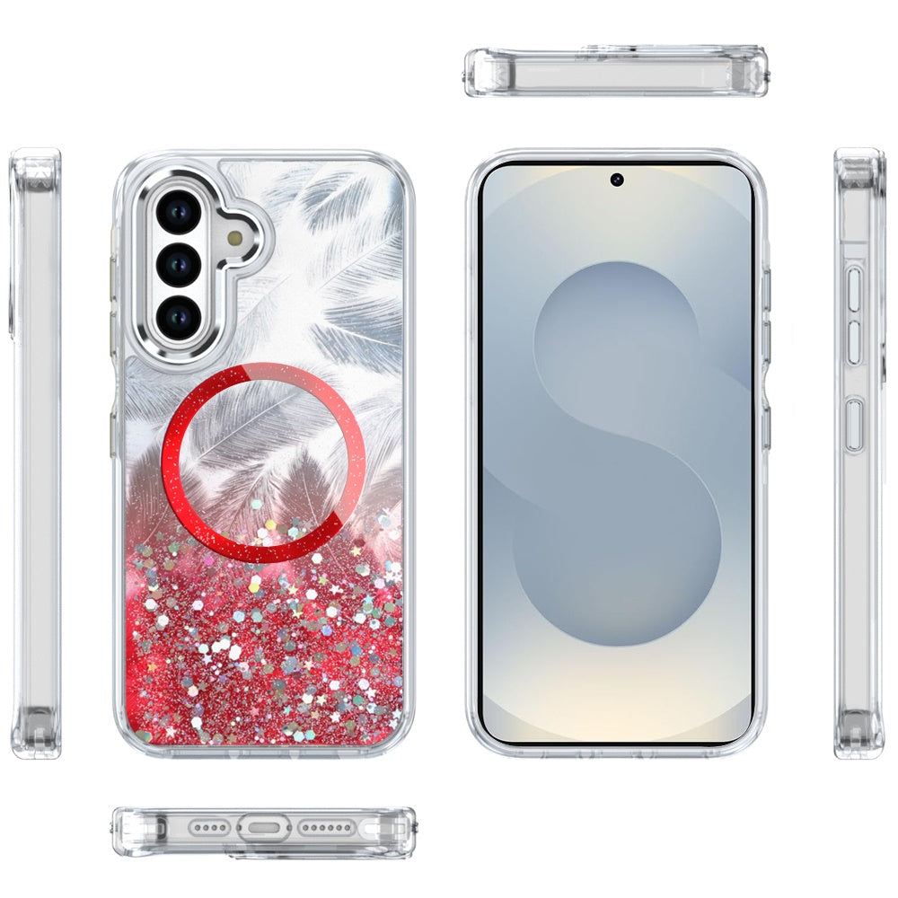 For Samsung Galaxy S26 Epoxy Glitter Shimmer Fashion Case with Magnetic Magsafe Compatible Hybrid Sparkling Slim Protective Case Cover