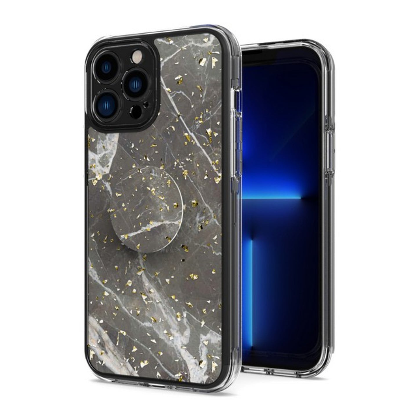 For Apple iPhone 15 (6.1") Elegant Pattern Design Bling Glitter Hybrid Cases with Ring Stand Pop Up Finger Holder Kickstand Phone Case Cover