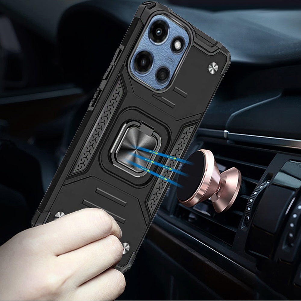 For Motorola Moto G Stylus 5G 2026 /2025 Armor Hybrid Magnetic Stand with Ring Holder Kickstand Shockproof Heavy-Duty Durable Rugged TPU Dual Layer Case Cover Cosmic Orange