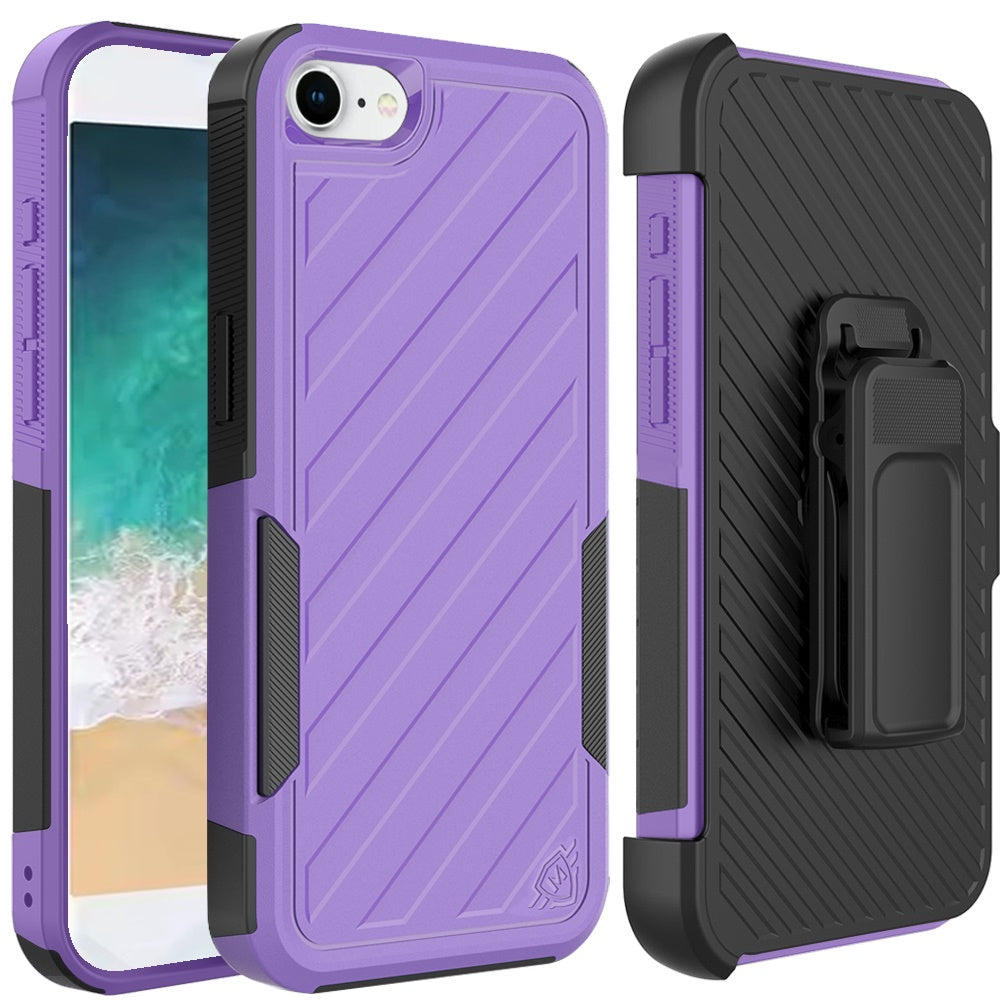 For Apple iPhone SE 4 Rugged 2in1 Armor Combo Belt Clip Holster, Non-Slip Tough Hybrid lined Shockproof Case Case Cover