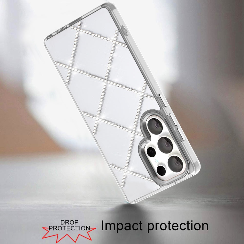 For Samsung Galaxy S25 Fan Edition /Galaxy S25 FE Gem Glitter Diamond Bling Clear Hybrid TPU Cover, Colorful Shockproof Protective Back, Slim Fit for Women Girls Case Cover Silver