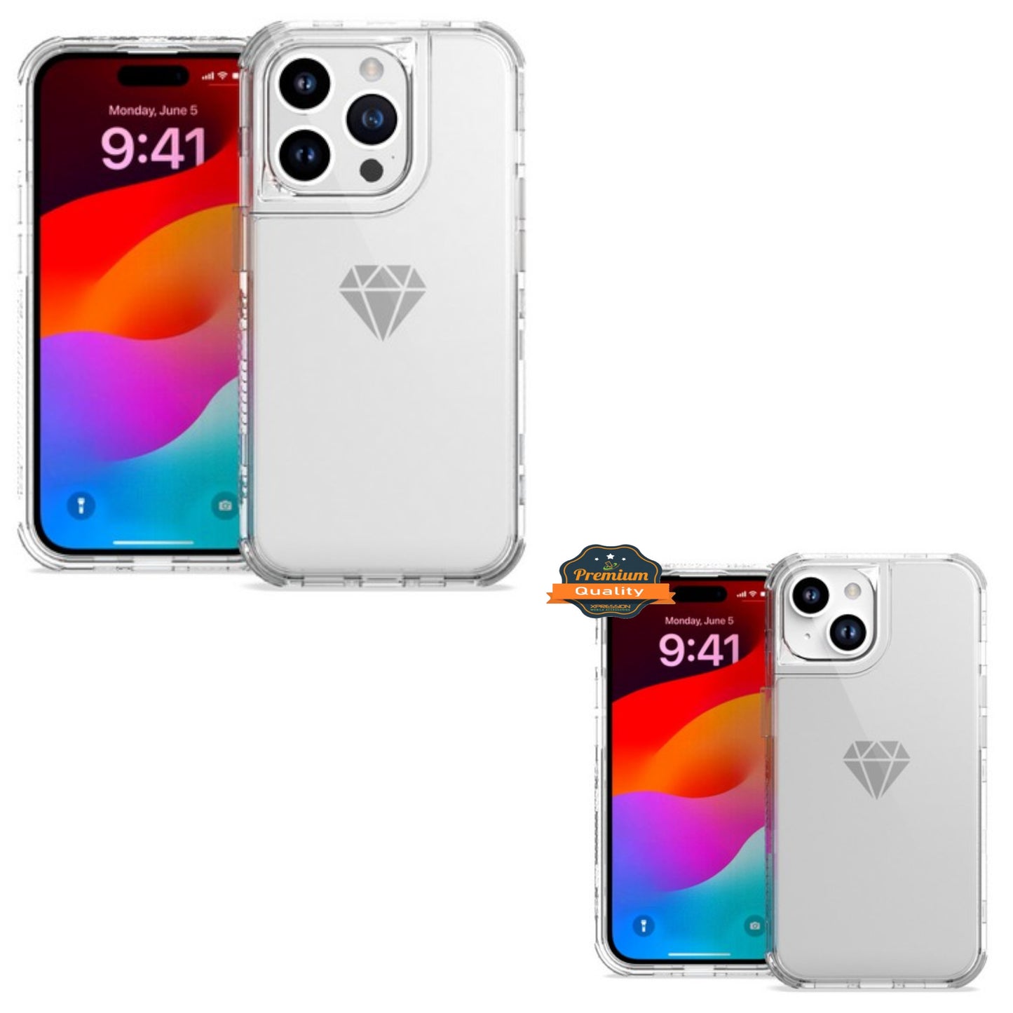 For Apple iPhone 15 (6.1") Hybrid Transparent 3in1 Corner Tough Durable Detachable Shockproof Frame Hard PC + TPU Slim Phone Case Cover