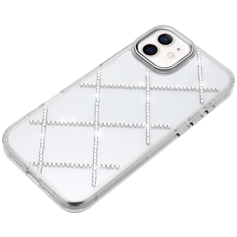 For Apple iPhone 15 Gem Glitter Diamond Bling Clear Hybrid TPU Cover, Colorful Shockproof Protective Back, Slim Fit for Women Girls Case Cover