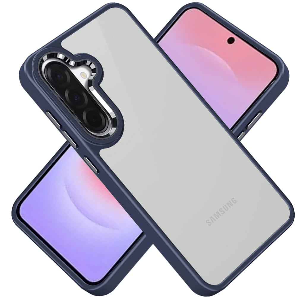 Phone Case for Samsung Galaxy A37 Transparent Thick Acrylic Hybrid Metal Buttons Shockproof Rubber TPU Slim Durable Grip Protective Cover