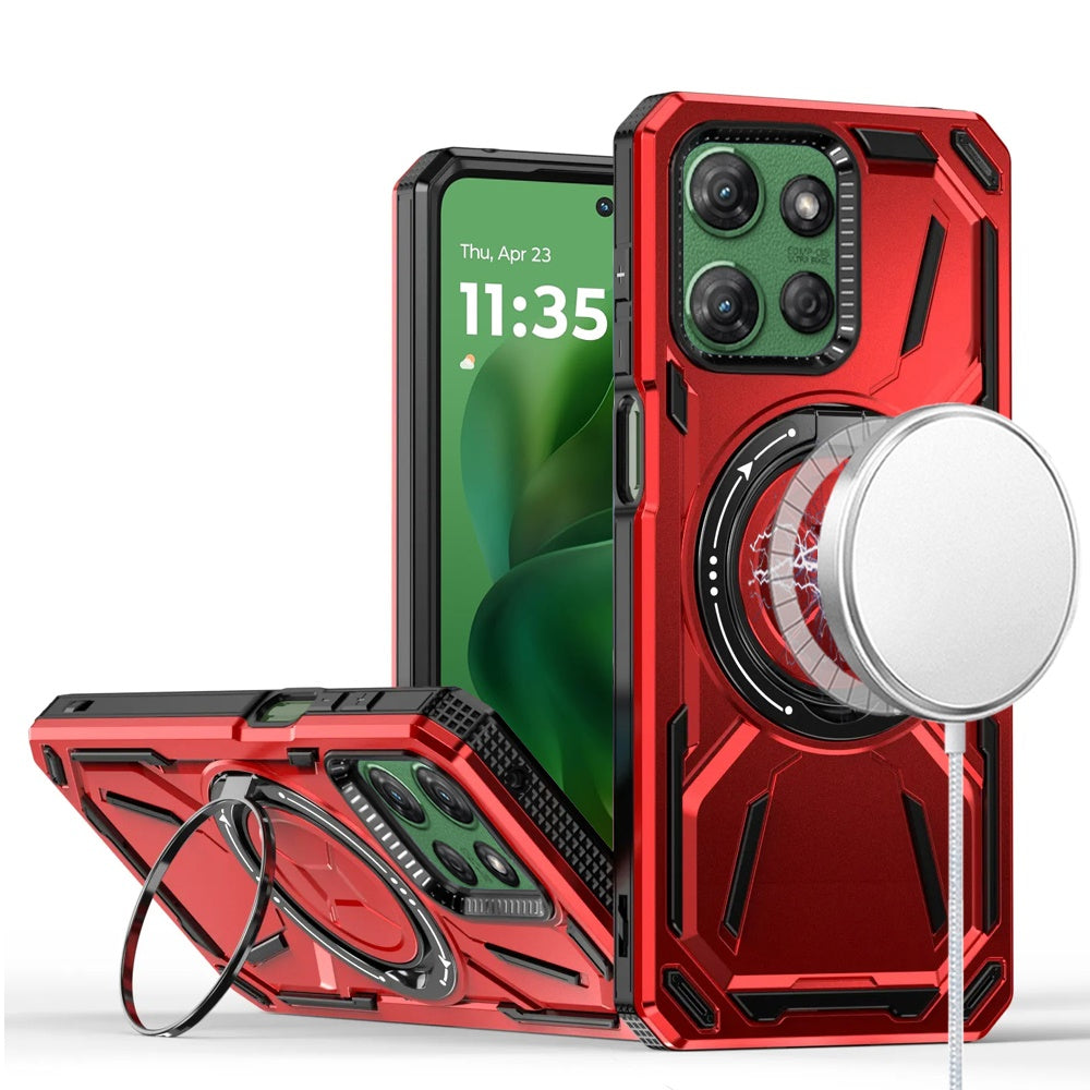 For Motorola Moto G Power 5G 2025 Hybrid Magnetic Ring and 360° Rotational Kickstand with MagSafe Compatible, Military Grade Drop Protection Case Cover