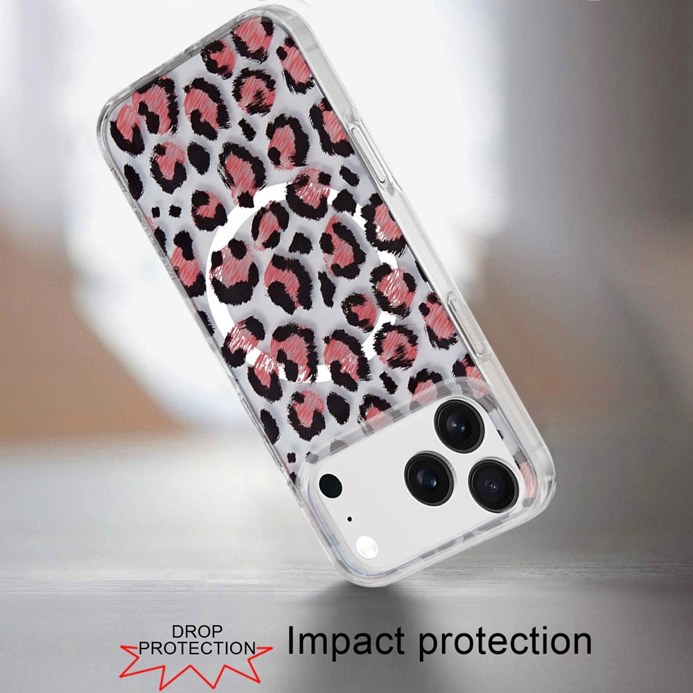 For Apple iPhone 17 AIR Stylish Pattern Fashion IMD Printed Design TPU Double Layer Slim Shockproof with Magnetic Back Case Cover Beauty Leopard