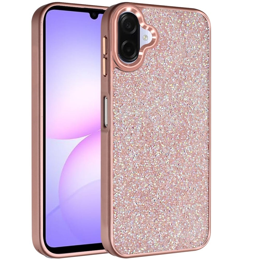 Phone Case Cover for Samsung Galaxy A07 4G Crystal Sparkle Diamond Glass Full Mini Glitter Bling Frame TPU Hybrid Protective Cover