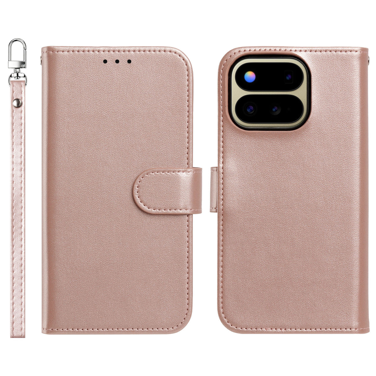 Phone Case for Google Pixel 11 Pro Fold Leather Wallet Folio Credit Card Holder with Magnetic Closure Wrist Strap Classic Flip Design Storage Slots Cover