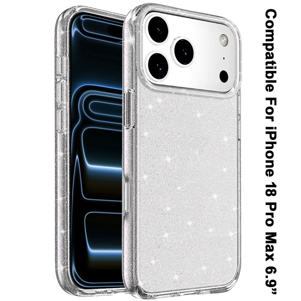 Phone Case for Apple iPhone 18 Pro Max Glitter Transparent Shockproof Thick Clear Hybrid Slim Fit Heavy Duty 3mm TPU Protective Bumper Cover