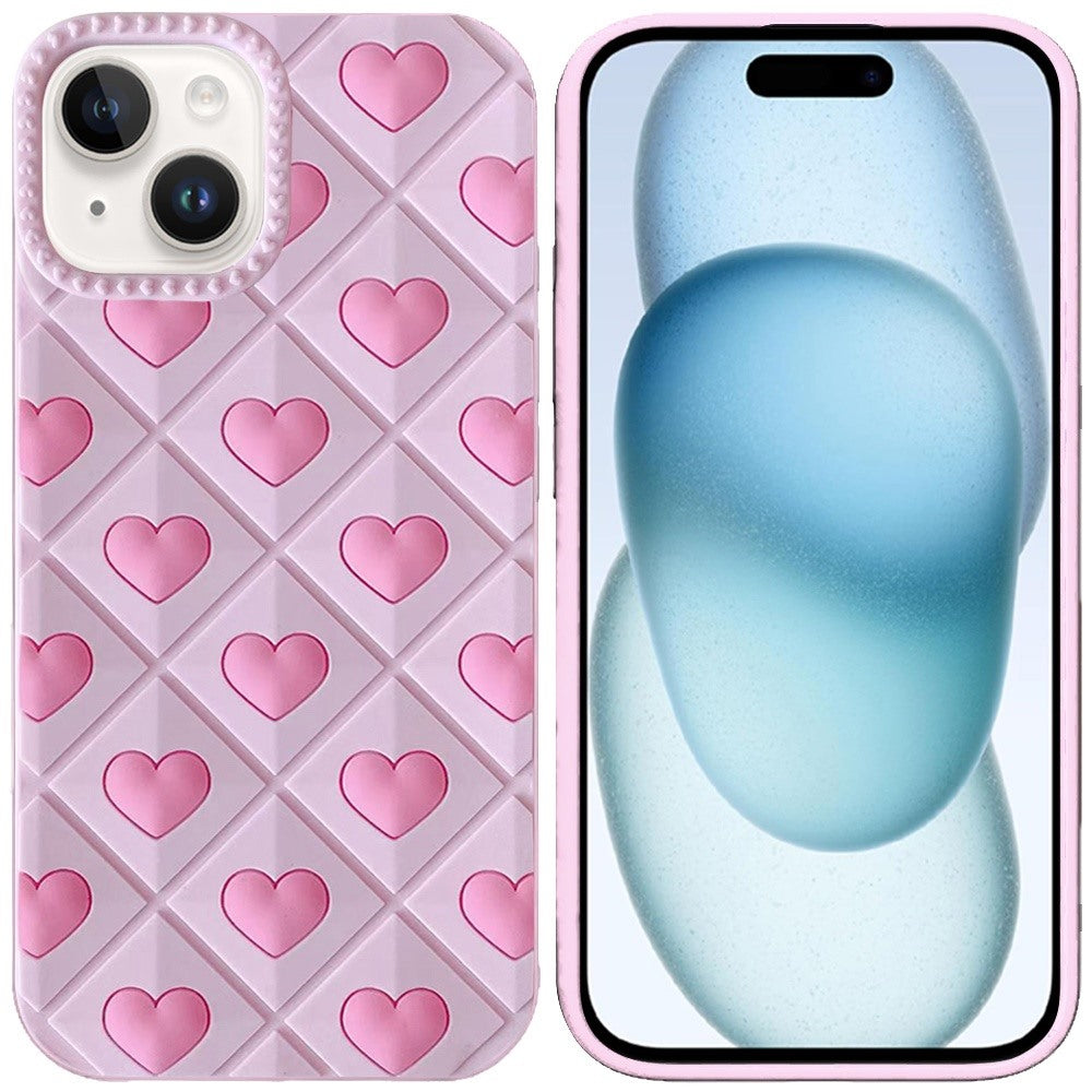 Phone Case for iPhone 15 Plus (6.7") Fashionable Silicone Textured Decorative Design Pattern Protective Rubber TPU Hybrid Protection Cover
