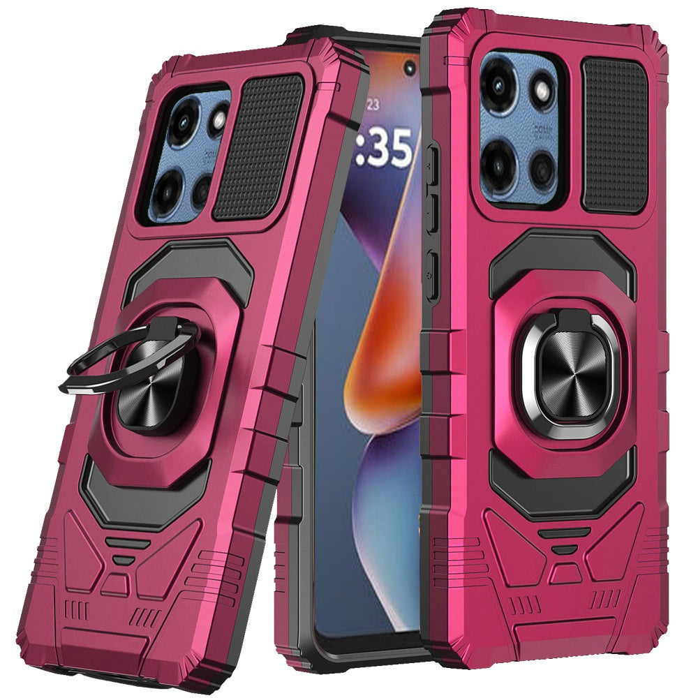 For Motorola Moto G Power 5G (2025) Hybrid Dual Layer with 360° Rotate Magnetic Ring Stand Holder Kickstand TPU Rugged PC Shockproof Case Cover