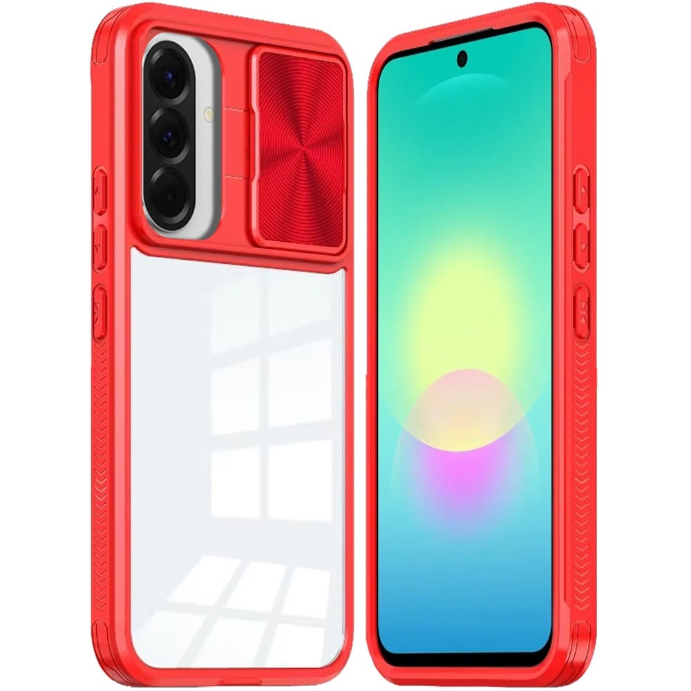 Phone Case for Samsung Galaxy A27 Clear Transparent Back with Sliding Camera Hybrid Shockproof Slim Protective Durable Colorful Frame Cover
